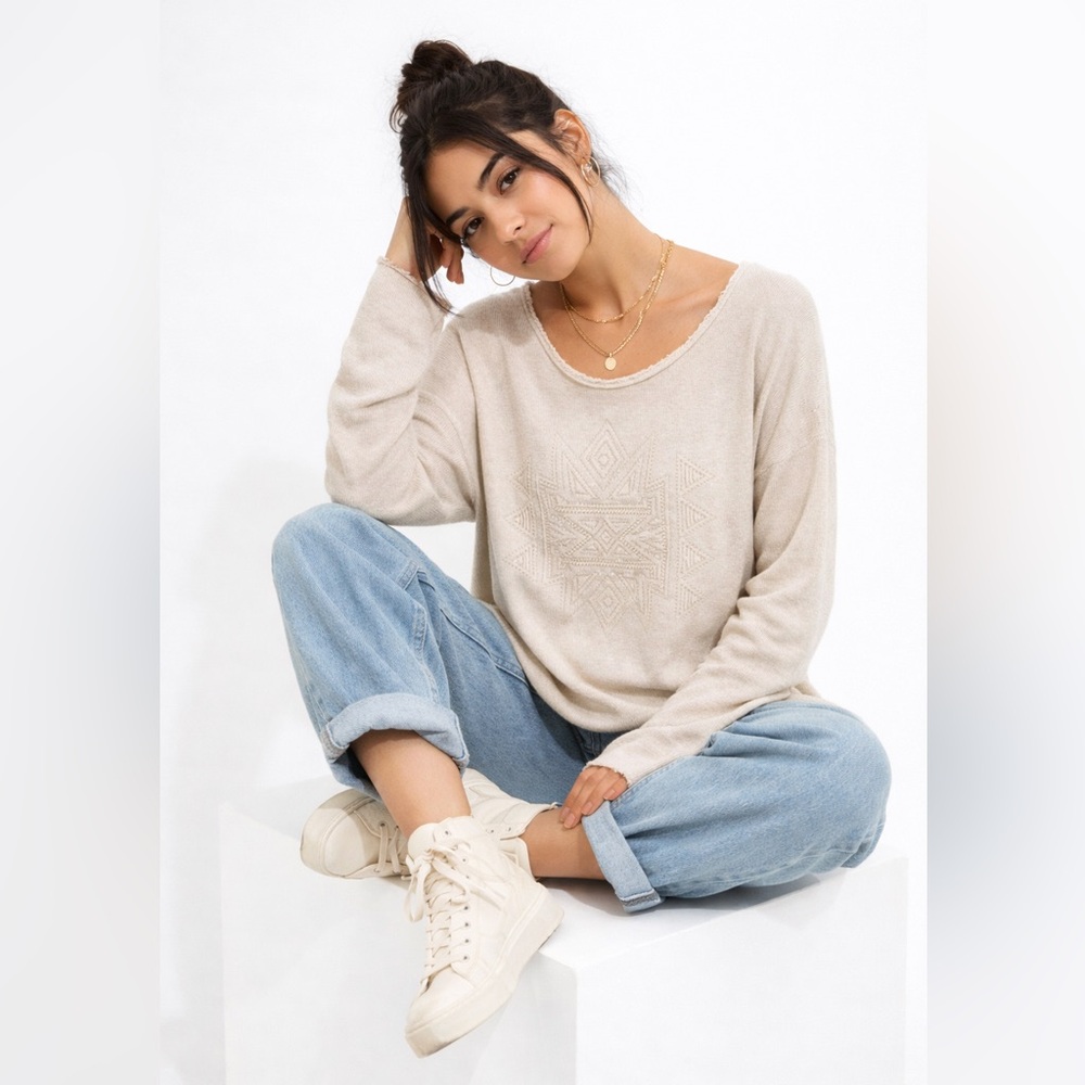 Gentle Fawn Heather Oat Long Sleeve Sz M - Picture 2 of 9